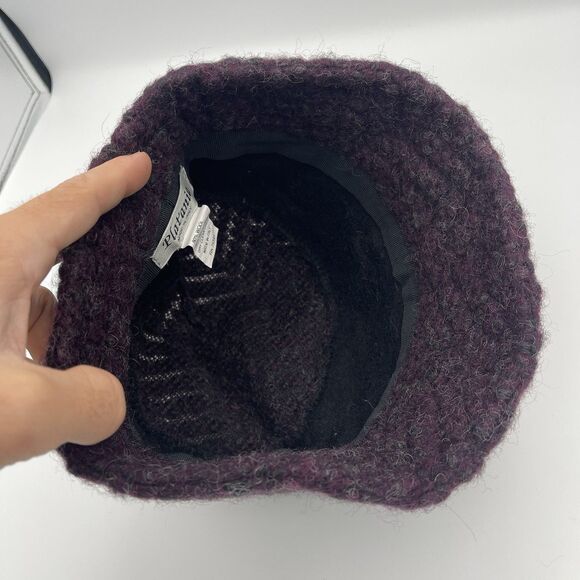 Platania Women’s Hat Made In Italy Purple Wool Blend Flower One Size - Picture 8 of 10